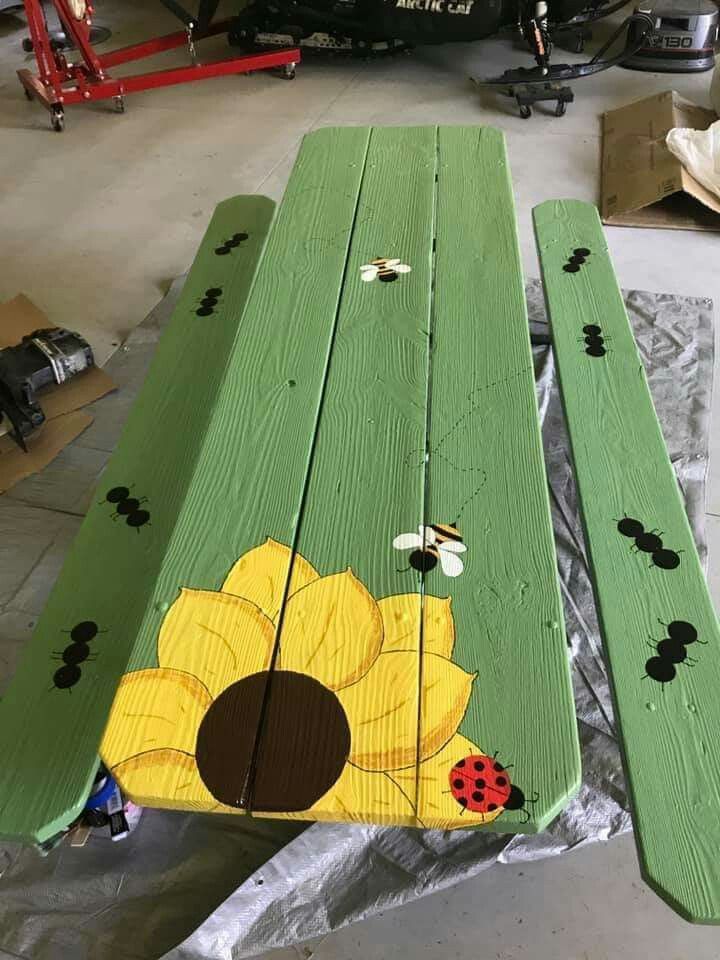 Pin by Kathi Akers on Backyard ideas Painted picnic tables, Diy