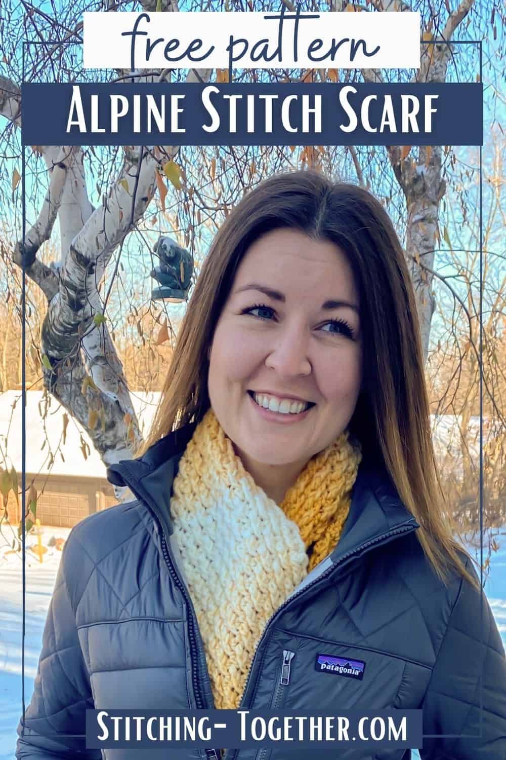 Looking for a winter scarf pattern that's both stylish and warm? Look no further than the Alpine Stitch Scarf! This chunky crochet scarf pattern is perfect for the cold winter months. Once you learn the four-row repeath, the Alpine Stitch is a quick and easy way to create a beautiful, warm scarf that will keep you cozy all winter long. Grab your hook and get started with this free crochet pattern. Chunky Crochet Scarf, Crochet Infinity Scarf, Crochet Wrap, Scarf Crochet Pattern, Crochet Scarves, Crochet Patterns, Crochet Hats, Knit Shawls, Scarf Patterns