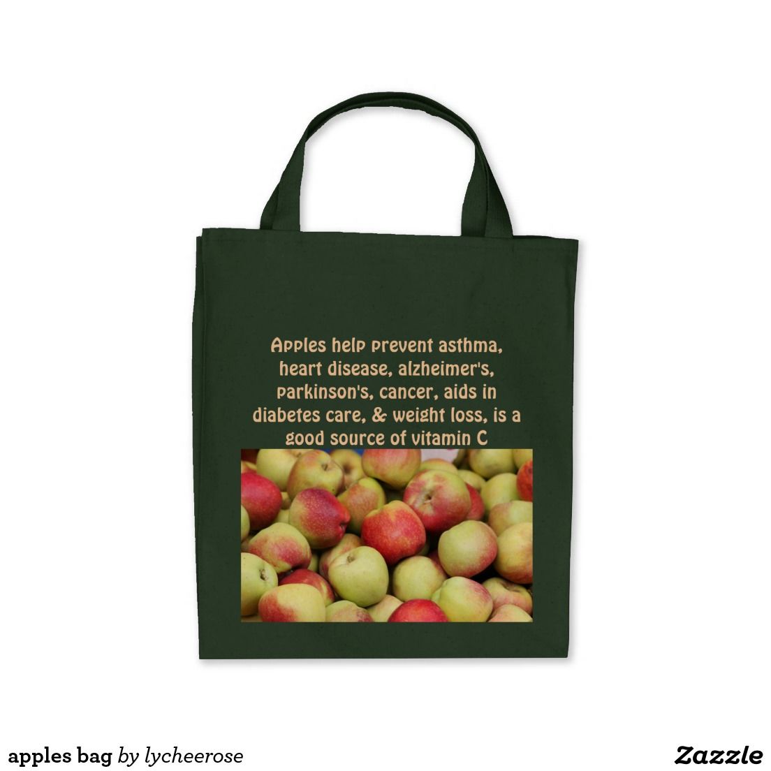 apples bag Apple Help, Diabetes Care, Grocery Tote, Lychee, Casual Accessories, Vitamin C, Design Your Own, Natural Materials, Zazzle