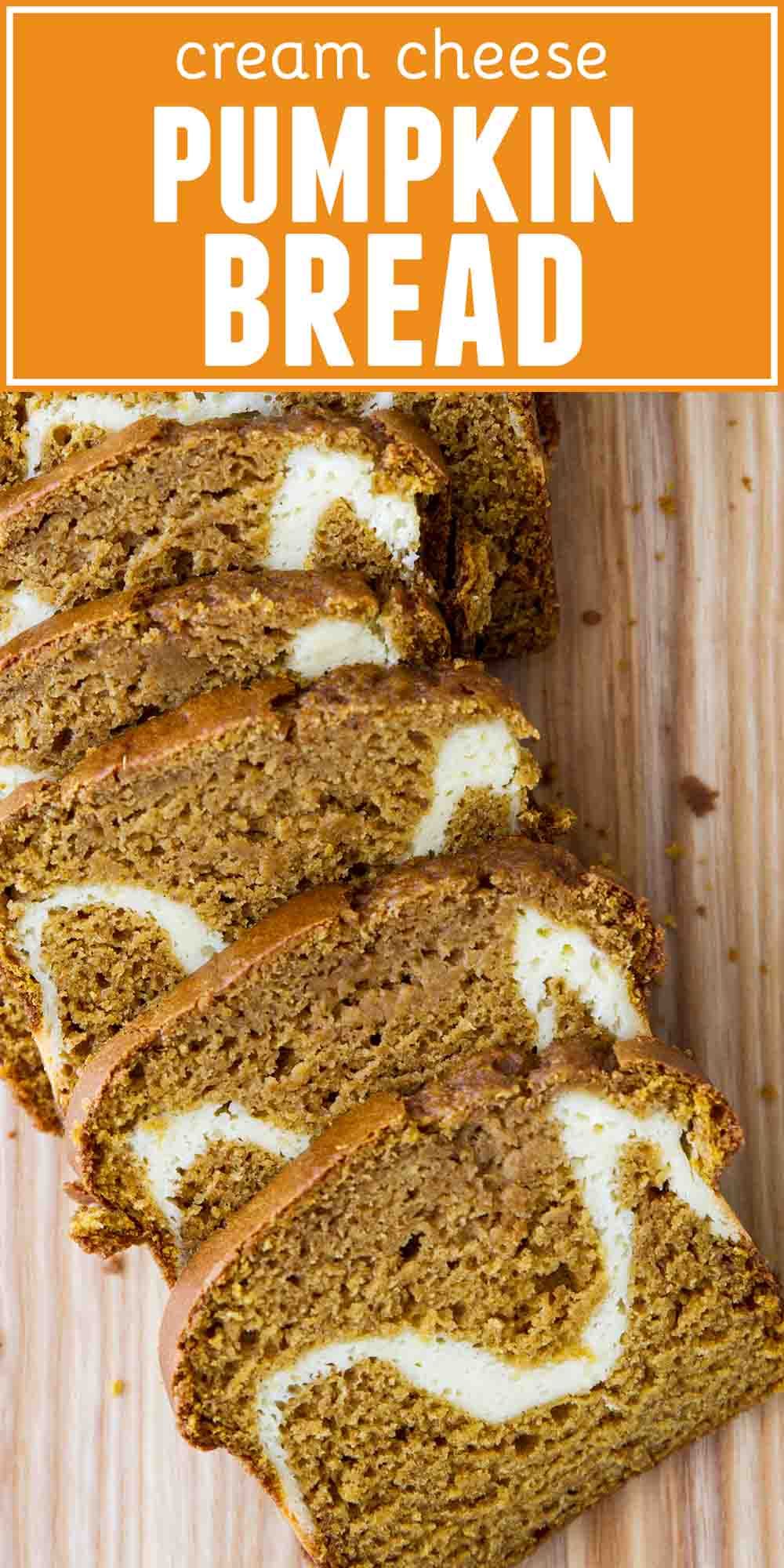 Cut into this pumpkin bread to reveal the wonderful cream cheese filling! This Cream Cheese Pumpkin Bread Recipe is the perfect loaf for fall baking. #recipes #baking #bread #pumpkin #pumpkinspice Fall Baking Recipes, Baking Bread Recipes, Bread Recipes Homemade, Fall Recipes, Cheese Recipes, Cheese Food, Baking Desserts, Pumpkin Bread Recipes, Loaf Bread Recipe
