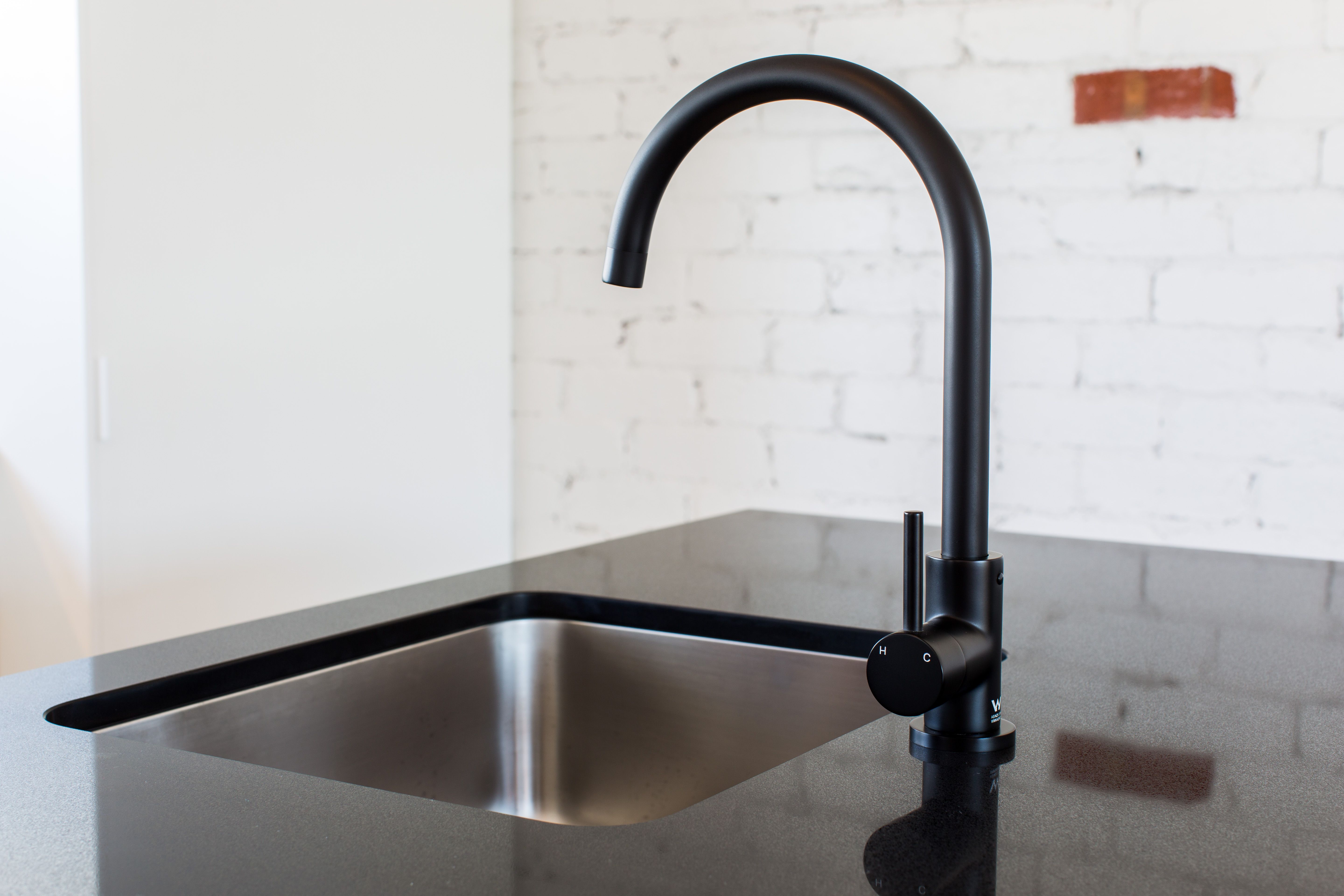 Meir's Round Matte Black Kitchen Mixer. For more, visit
