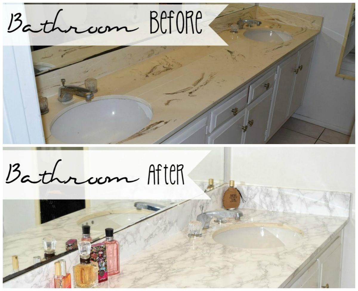 Update Countertop Self Adhesive White Marble Granite Film Not | Etsy What Adhesive To Use For Vanity Top