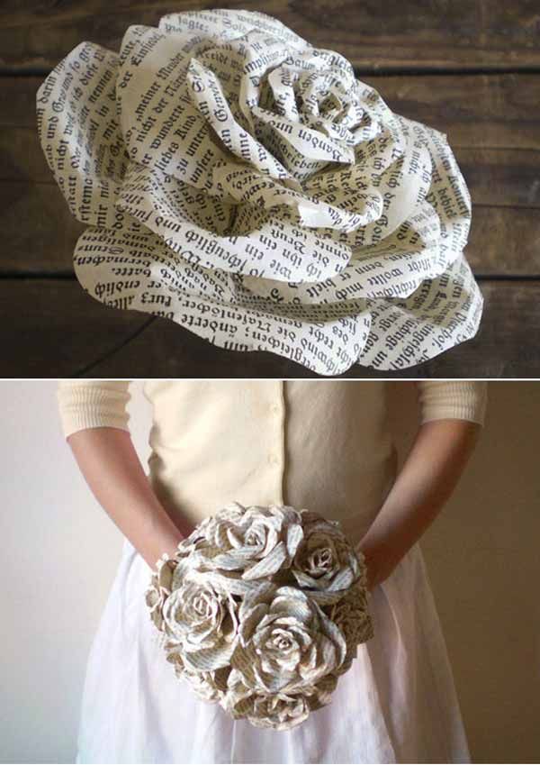 Ramos De Rosas Reciclando Papel De Libros Bricoblog Manualidades Fáciles Para San Valentín Sobres De Papel Cómo Hacer Flores De Papel
