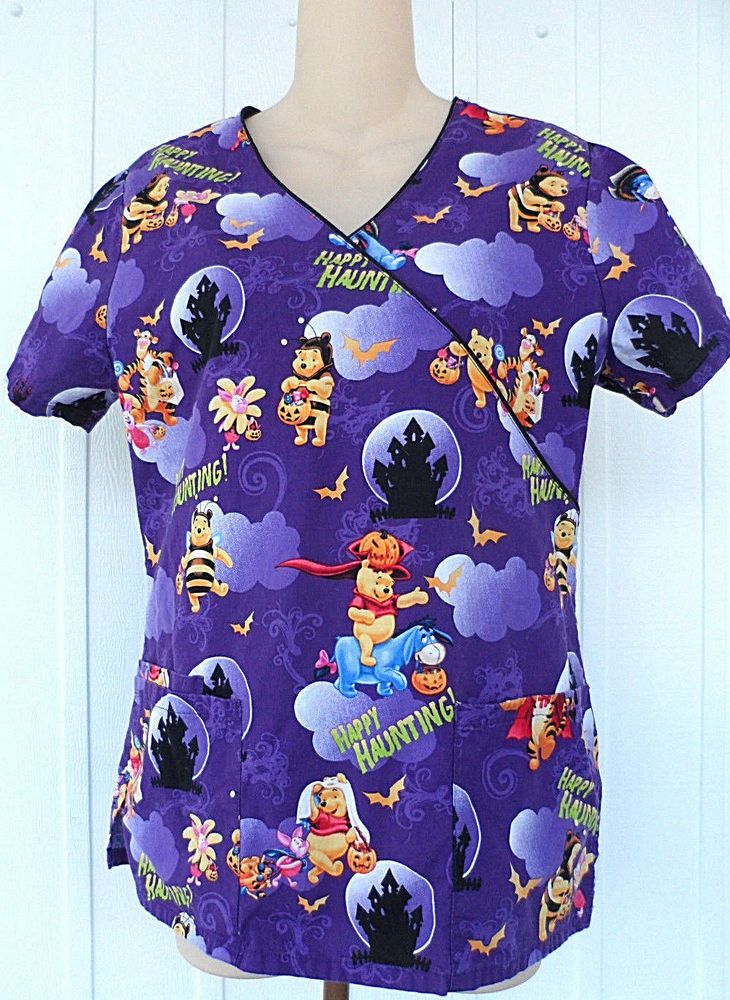 disney halloween scrub top nurse medical dental winnie the pooh tigger size xs disney