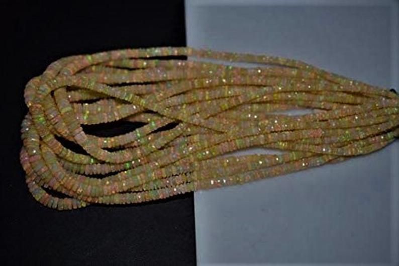 Welo Power Ethiopian Opal Smooth Rondelle Beads Necklace AAA Sterling Silver Beaded Necklace October Birthstone