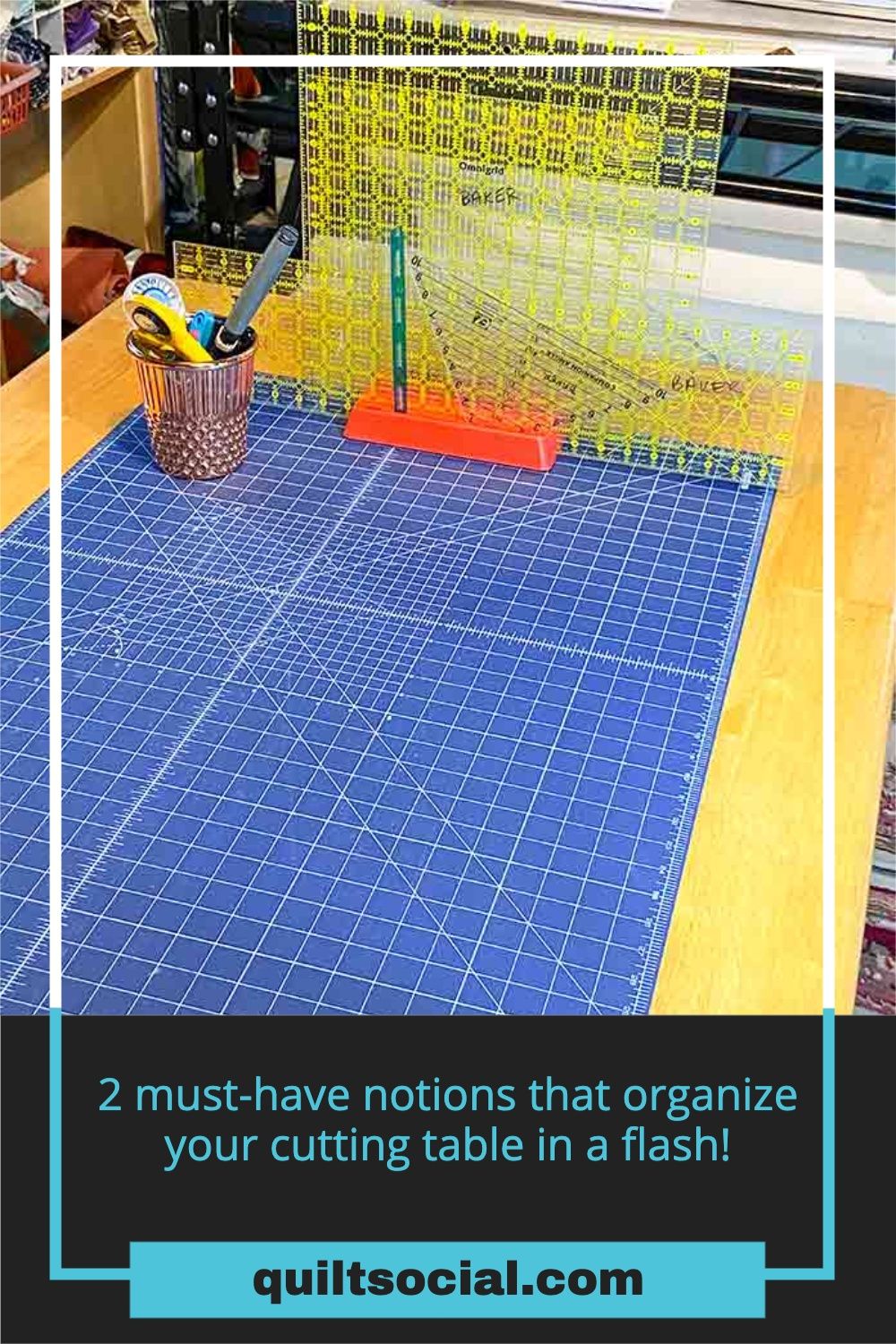 Get your quilting space organized now with the Sew Easy Ruler and Template Stand and the HEMLINE Thimble Shaped Tabletop Organizer. Also, instructions for finishing the thread catcher bag. Free pattern #Brothersews #Clovertoolschool #clovermfg #Odif #SCHMETZ #Gütermannthreads Quilting Notions, Quilting Tools, Sewing Tools, Sewing Crafts, Fabric Projects, Sewing Projects, Thread Storage, Thread Catcher, Shape Templates