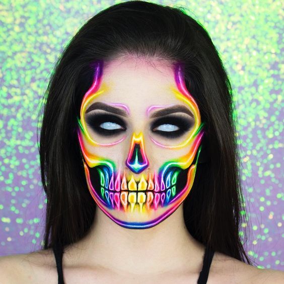 17 Maquillajes de catrina en tonos neón para brill 17 Maquillajes de catrina en tonos neón para brill