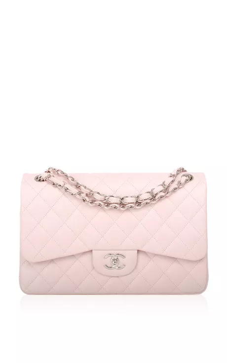 Chanel Baby Pink Quilted Caviar Jumbo Classic Bag By Madison Avenue Handbag Chanel Baby Pink