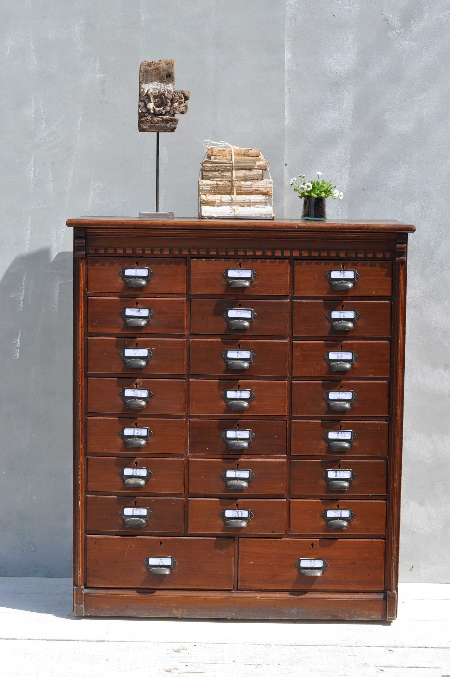 Multi Drawer Dark Wood Filing Cabinet Apothecary Cabinet