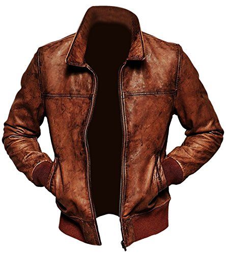 Fab Leather Mens Lambskin Bomber Biker Leather Jacket