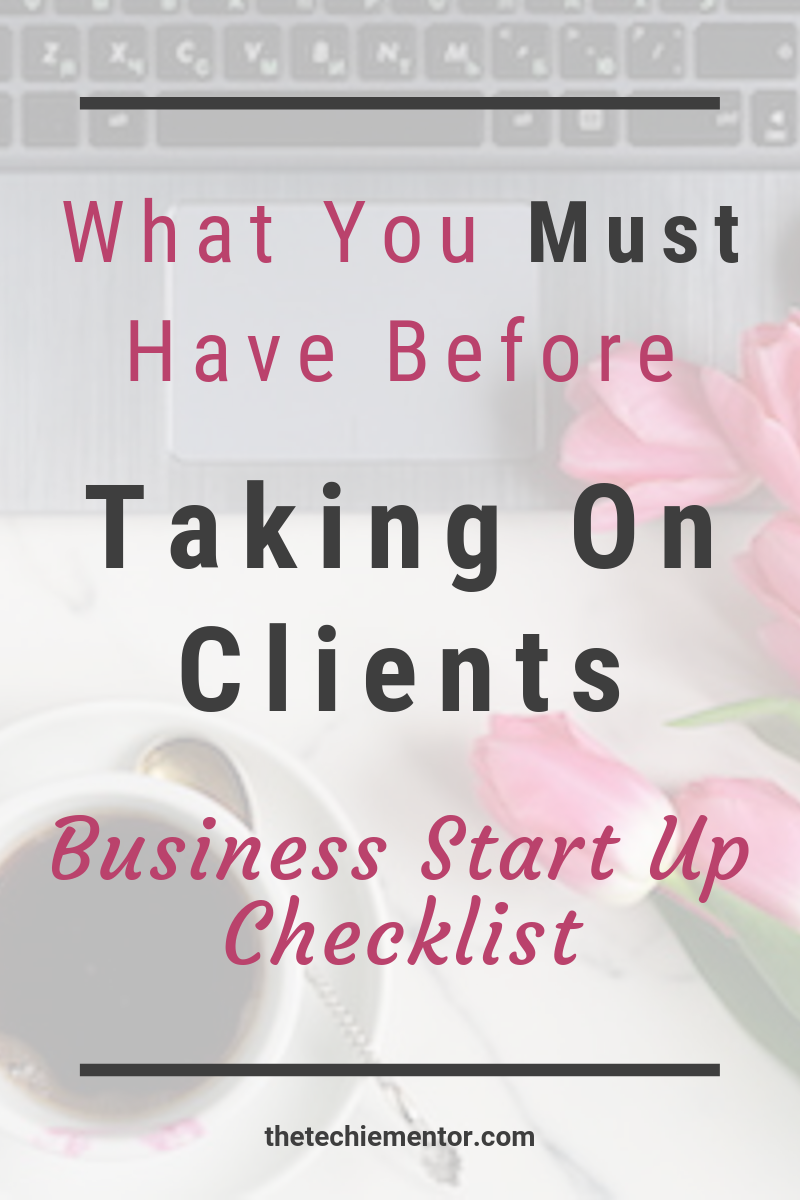 You want to become a virtual assistant and start your own entrepreneurial business, but what do you need in order to start working with clients? The Techie Mentor has a checklist on what the bare minimum things you need set up in your entrepreneurial business before you start working with your ideal clients. #virtualassistantchecklist #virtualassistanttraining #gettingclients #marketingtips #smallbusinessetup Business Checklist, Business Advice, Business Strategy, Coaching Business, Business Planning, Success Business, Business Marketing, Marketing Tips, Business Basics