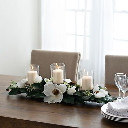 White Magnolia Centerpiece Kirklands Magnolia Centerpiece Dining Room Centerpiece White Magnolia