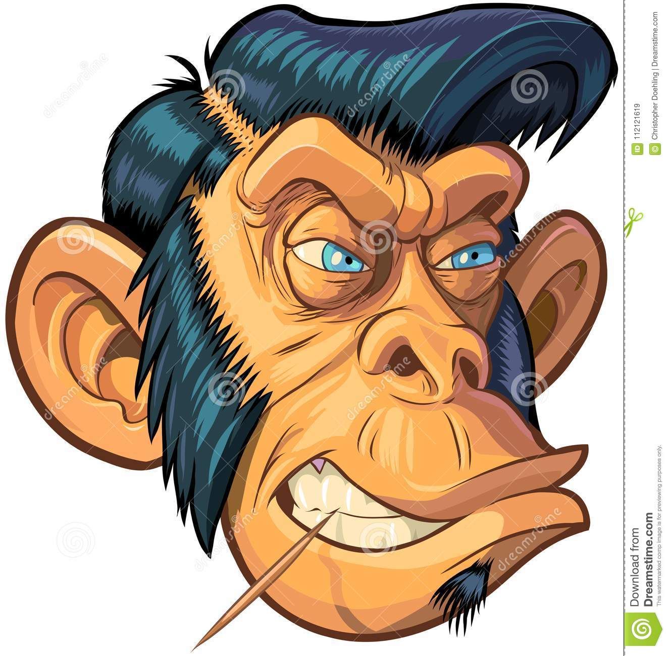 vector cartoon clipart illustration of a tough mean chimpanzee