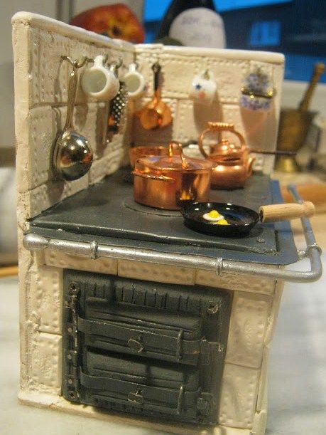 Kuchenka Kaflowa Skala1 10 Mini Doll House Miniature Kitchen Mini Doll House Miniature Kitchen