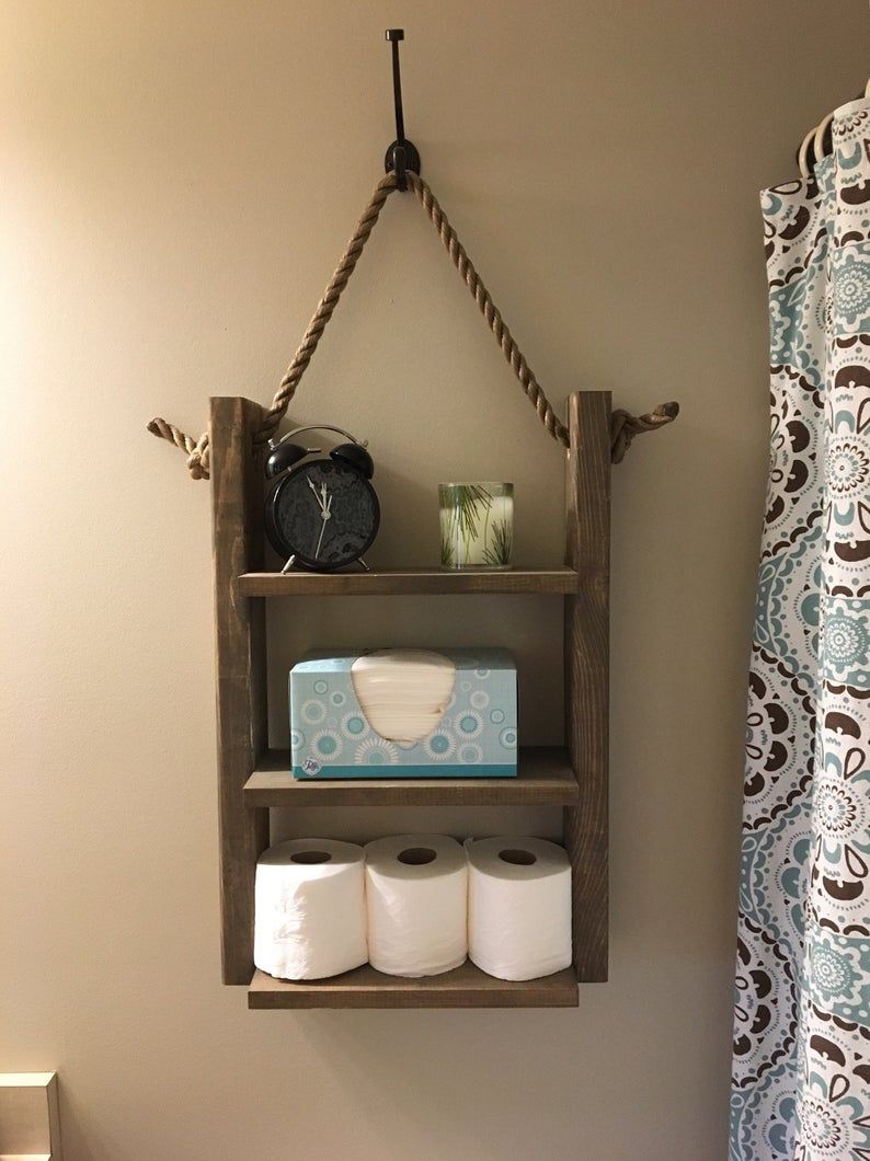 Bathroom Shelf, Bathroom Organizer, Bathroom Storage, Above Toilet Shelf, Towel Holder, Rope Shelf