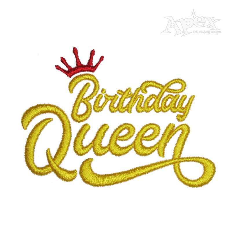 Download Birthday Queen Embroidery Design in 2020 | Embroidery designs, Embroidery, Word art