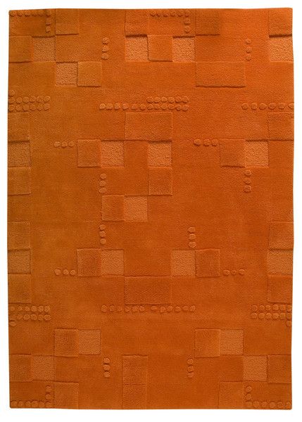 Miami Collection Hand Tufted Wool Area Rug In Orange Wool Area Rugs Modern Area Rugs Orange Rugs