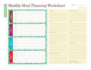dinner planning calendar
