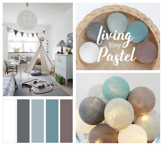 Patio Party 20 LOOSE COTTON BALLS NOT INCLUDE LIGHT STRING Wedding Teal Tone