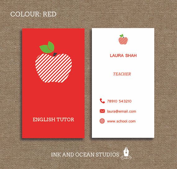Printable stylish elegant teacher, tutor, education business card