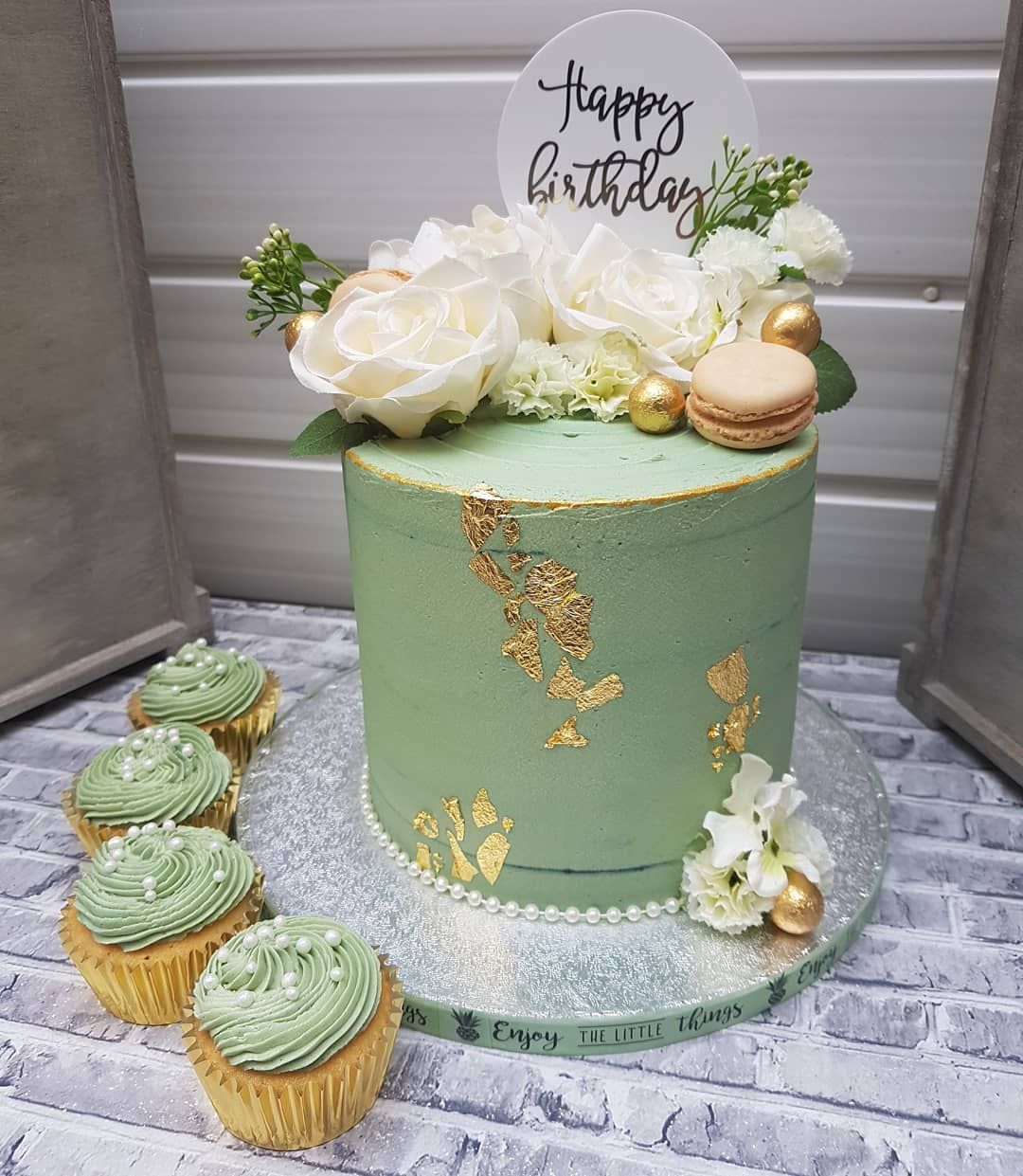 Sage Green Birthday Cake