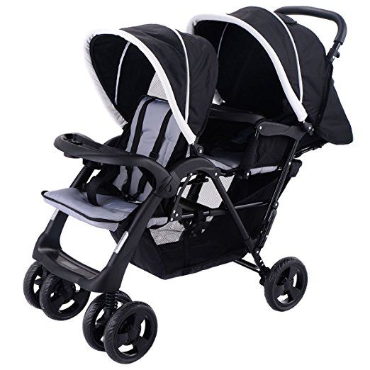Foldable Twin Baby Double Stroller Kids Jogger Travel Infant Pushchair Black
