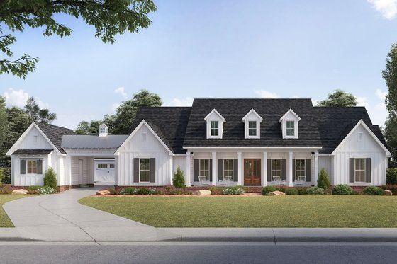 Farmhouse Style House Plans, Modern Farmhouse Plans, Farmhouse Design, Country House, Brick House Plans, Ranch Farmhouse, Contemporary Farmhouse, Plans Modern, Farmhouse Exterior