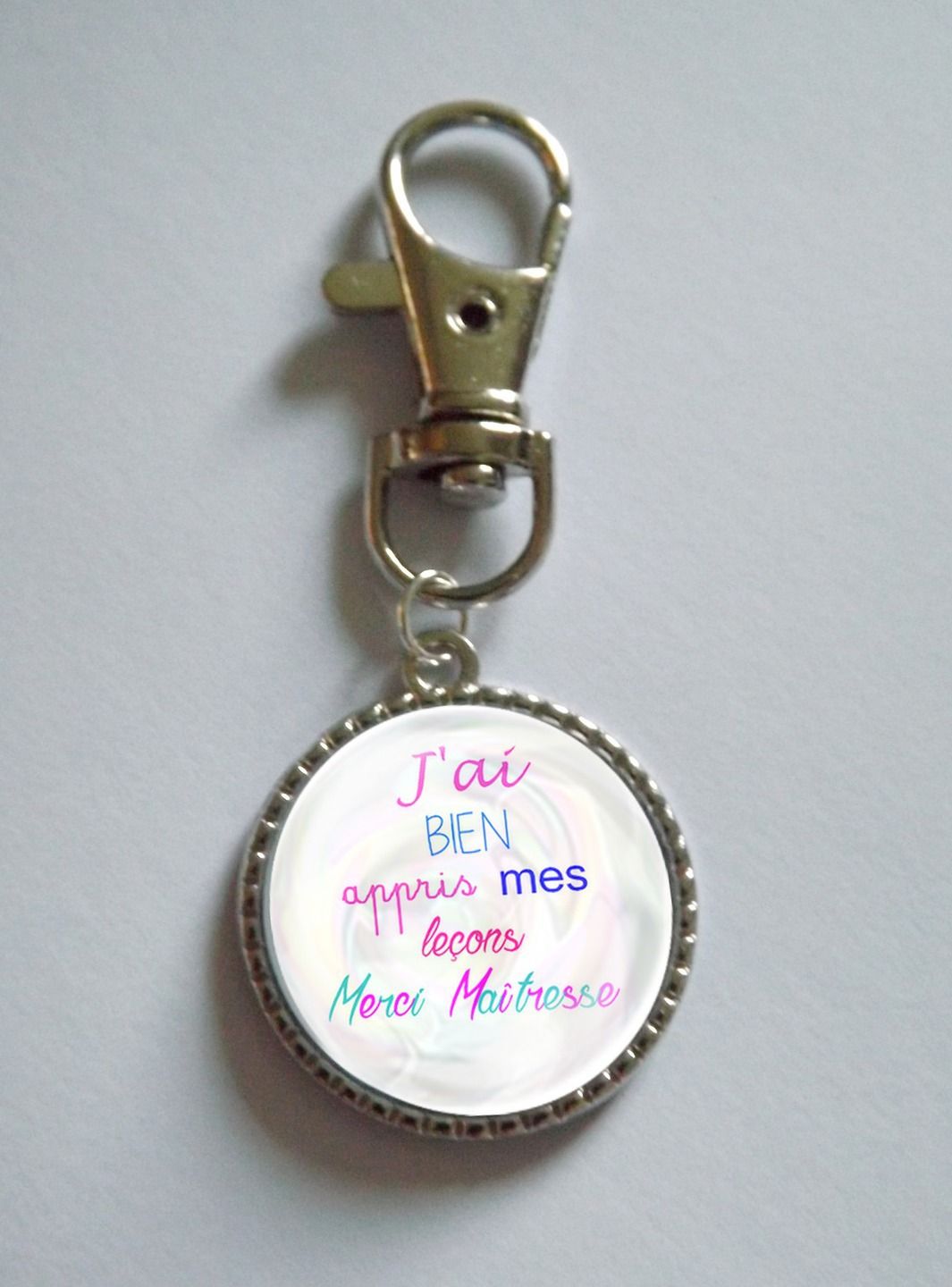 porte-clés étiquette vintage MERCI MAITRESSE cadeau maîtresse