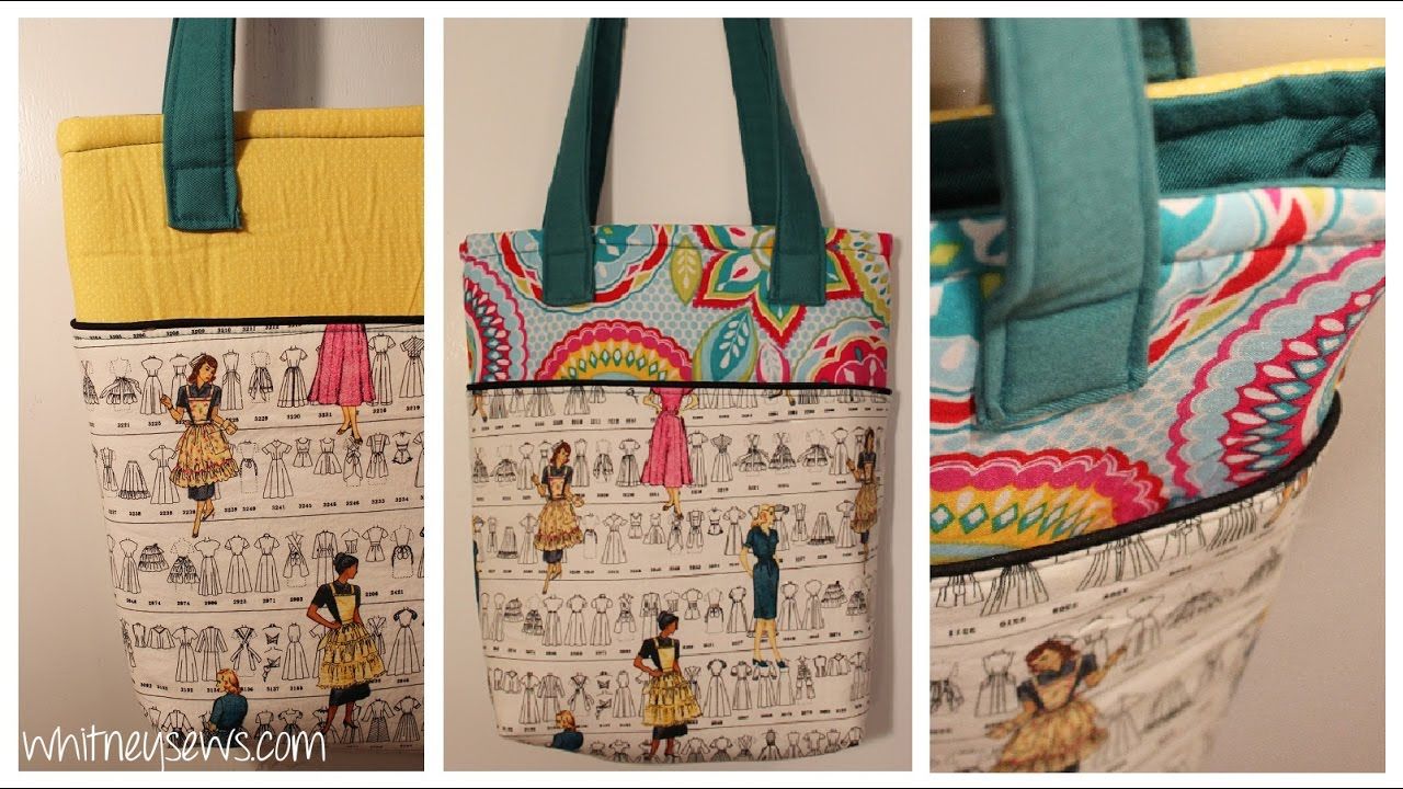 Learn How To Sew A Beautiful Lined Tote Bag With Outer Pockets On The Front And Back Full Step By Step Video Tut Tote Bag With Pockets Diy Tote Bag Modern Bag