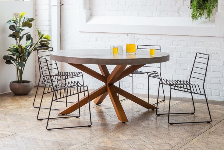 Zanita 150cm Round Concrete Dining Table In Dark Grey Featuring Laika Industrial Style Extendable Modern Marble Zanita 150cm Round Concrete Dining, Round Concrete Dining Table Australia