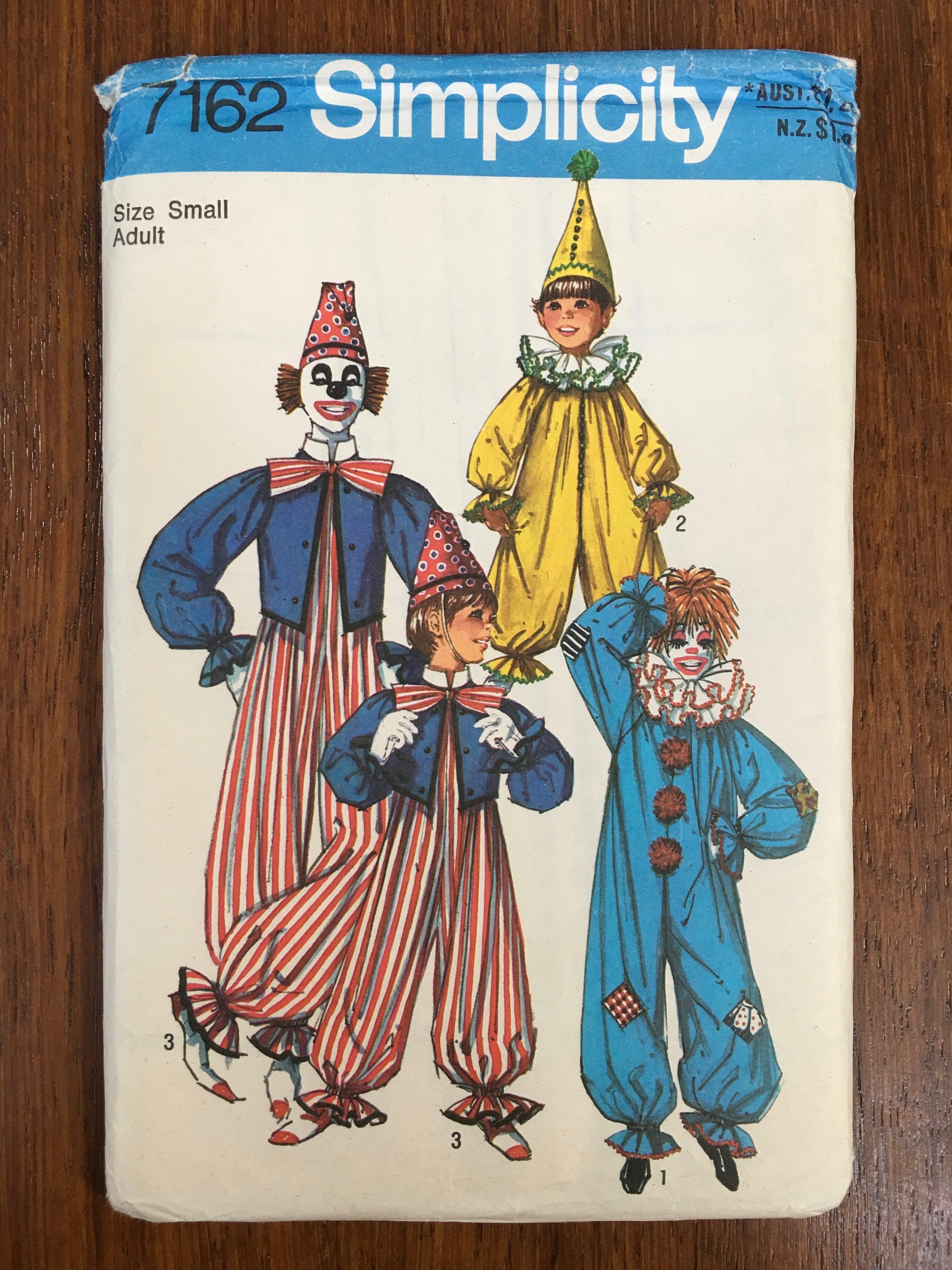 Vintage 1954 Simplicity Clown Costume Pattern 4864 Size small