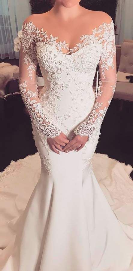 New Wedding Dresses Tight Trains 64 Ideas | Long sleeve wedding dress