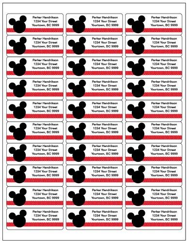 mickey minnie mouse ear disney return address label matches
