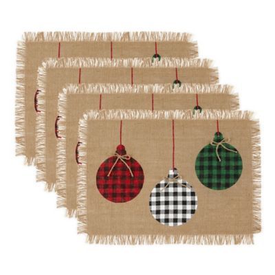 Style your table setting this holiday with the bucolic beauty of the Home Fashions Farmhouse Living Rustic Placemats. Bedecked in Christmas colors, its burlap buffalo checkered fabric with hemmed edges provided extra farmhouse charm. Rustic Placemats, Linen Placemats, Rustic Table, Placemat Sets, Placemats Patterns, Christmas Placemats, Christmas Crafts, Xmas, Christmas Applique