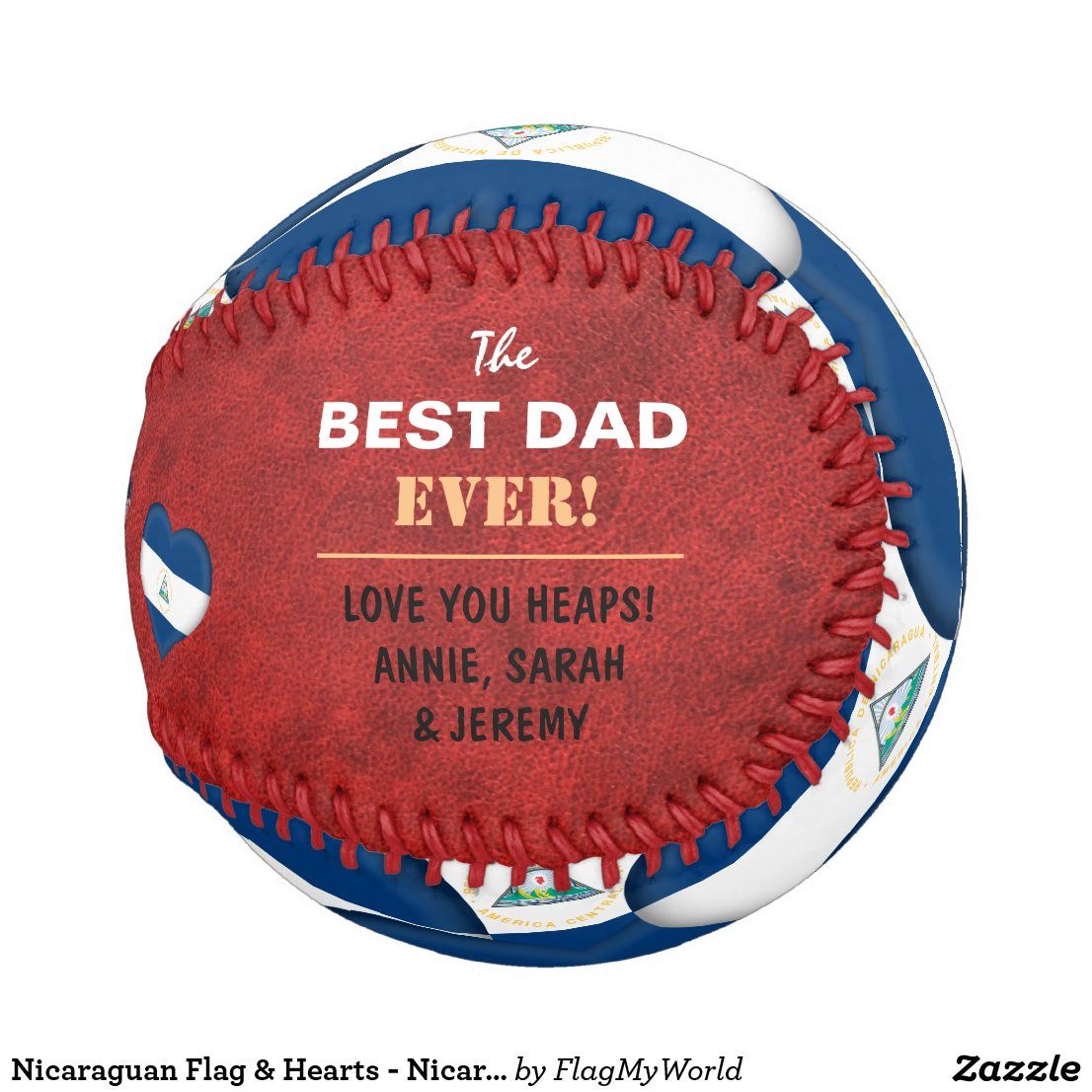 Nicaraguan Flag & Hearts Nicaragua /Best Dad Baseball