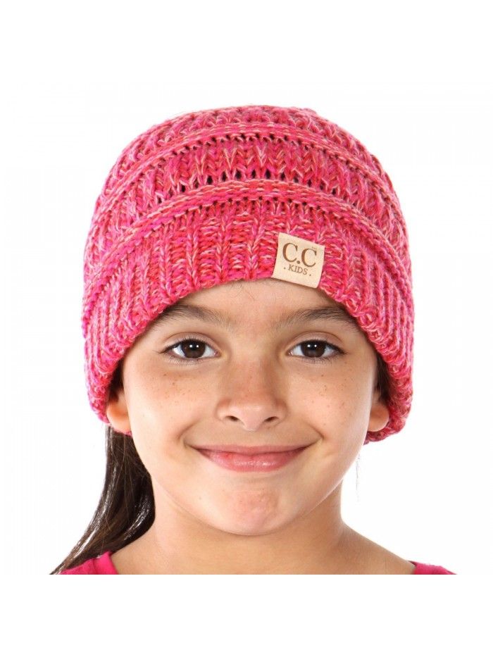 Hats & Caps, Women's Hats & Caps, Skullies & Beanies, Beanie Tail Kids Soft Stretch Cable Knit Messy High Bun Ponytail Beanie Hat - Tri Color Pink - CC188DQOGCZ #caps #hats #styles #outfits #women #shopping #Skullies & Beanies #kidsmessyhats