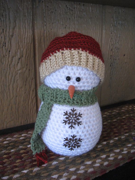 crocheted snowman country snowman rustic stuffed snowman winter