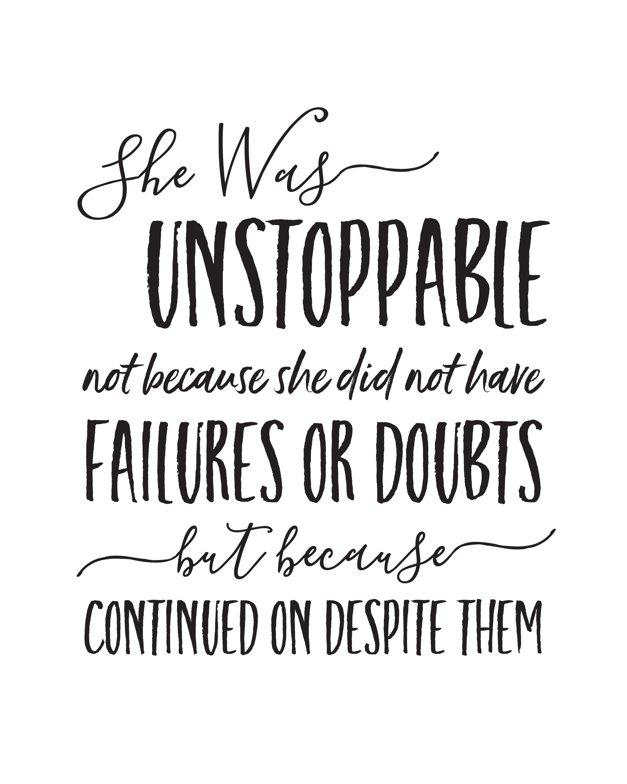 She Was Unstoppable Not Because Quote She Was Unstoppable Printable Office Wall Art Inspirational | Etsy