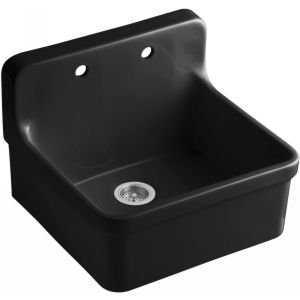 Kohler K 12787 0 White 30 X 22 Wall Mounted Utility Sink With 8 Widespread Faucet Holes From The Gilford Collection Faucetdirect Com Laundry Sink Single Bowl Kitchen Sink Utility Sink