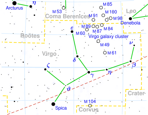 virgo constellation skychart virgo constellation skychart