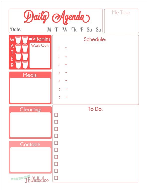 daily agenda planners