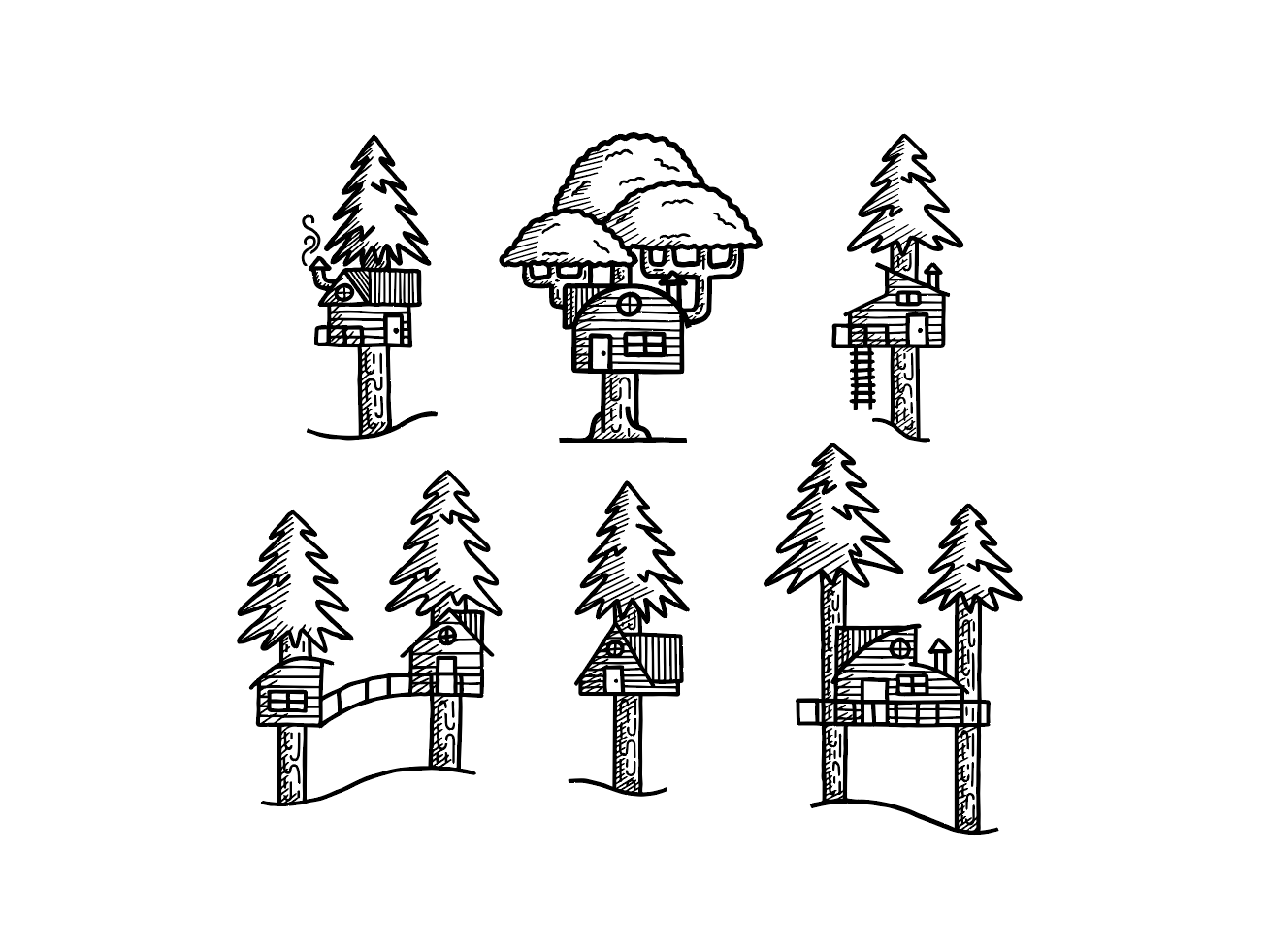 Tree Houses Tree house drawing, Tree house, House doodle