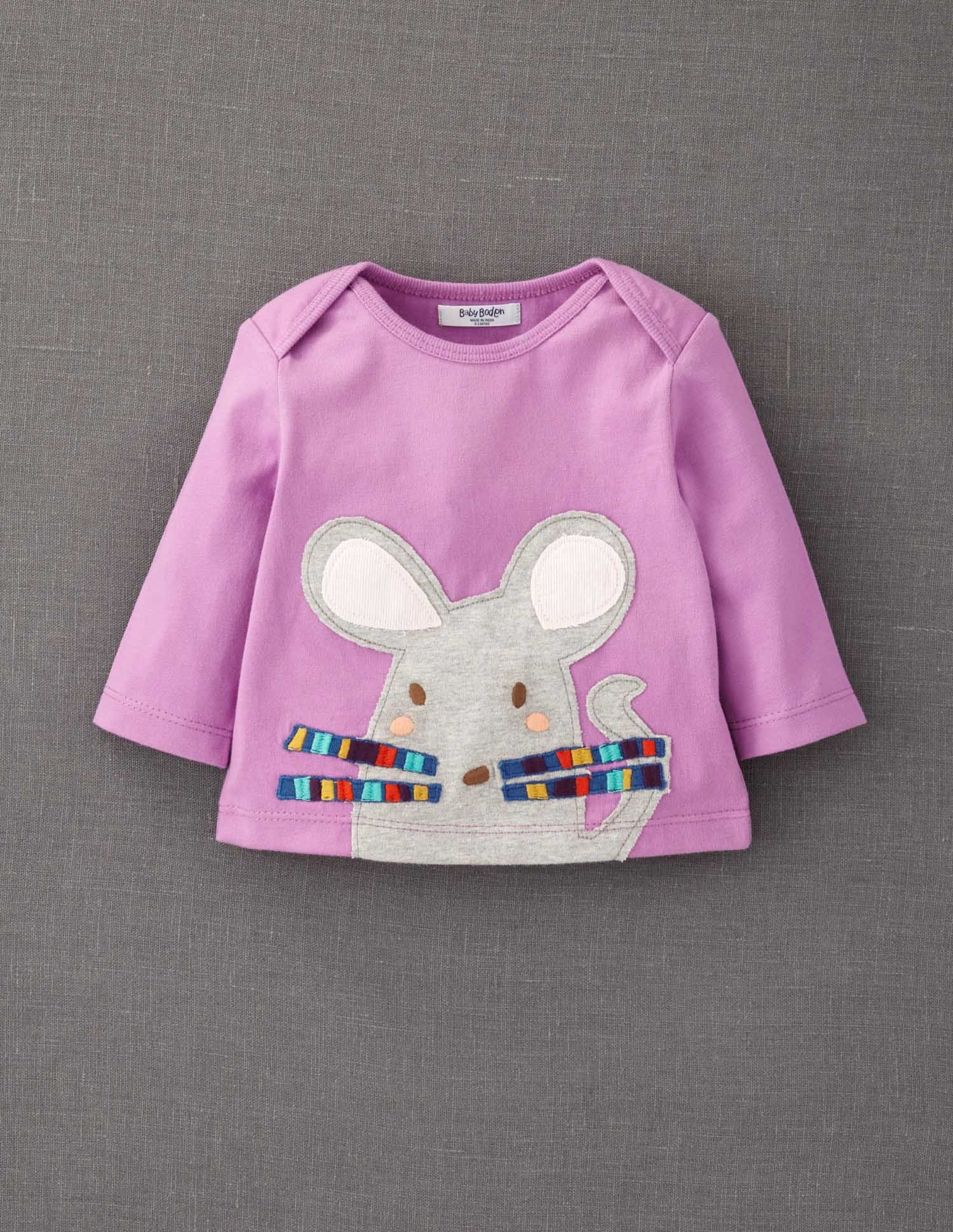 New Mini Baby Boden Fun Applique Play Jersey Dress 0-3 years Purple Bunny