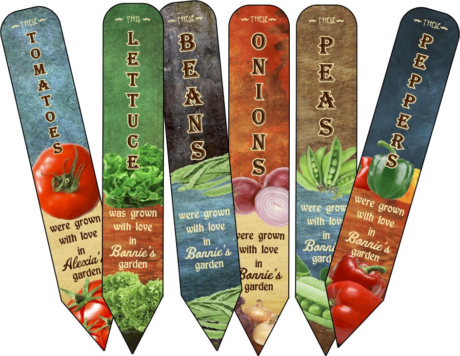 Personalized Garden Markers Stakes Set Of 6 Custom Vegetable