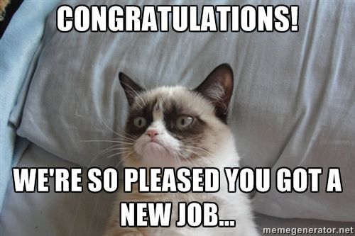 Congratulations We Re So Pleased You Got A New Job Grumpy