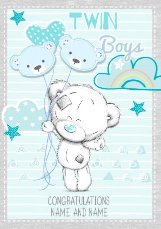 Twin Boys Girls Girl and Boy Christening Baptism Personalised A5 Card Twins NEW