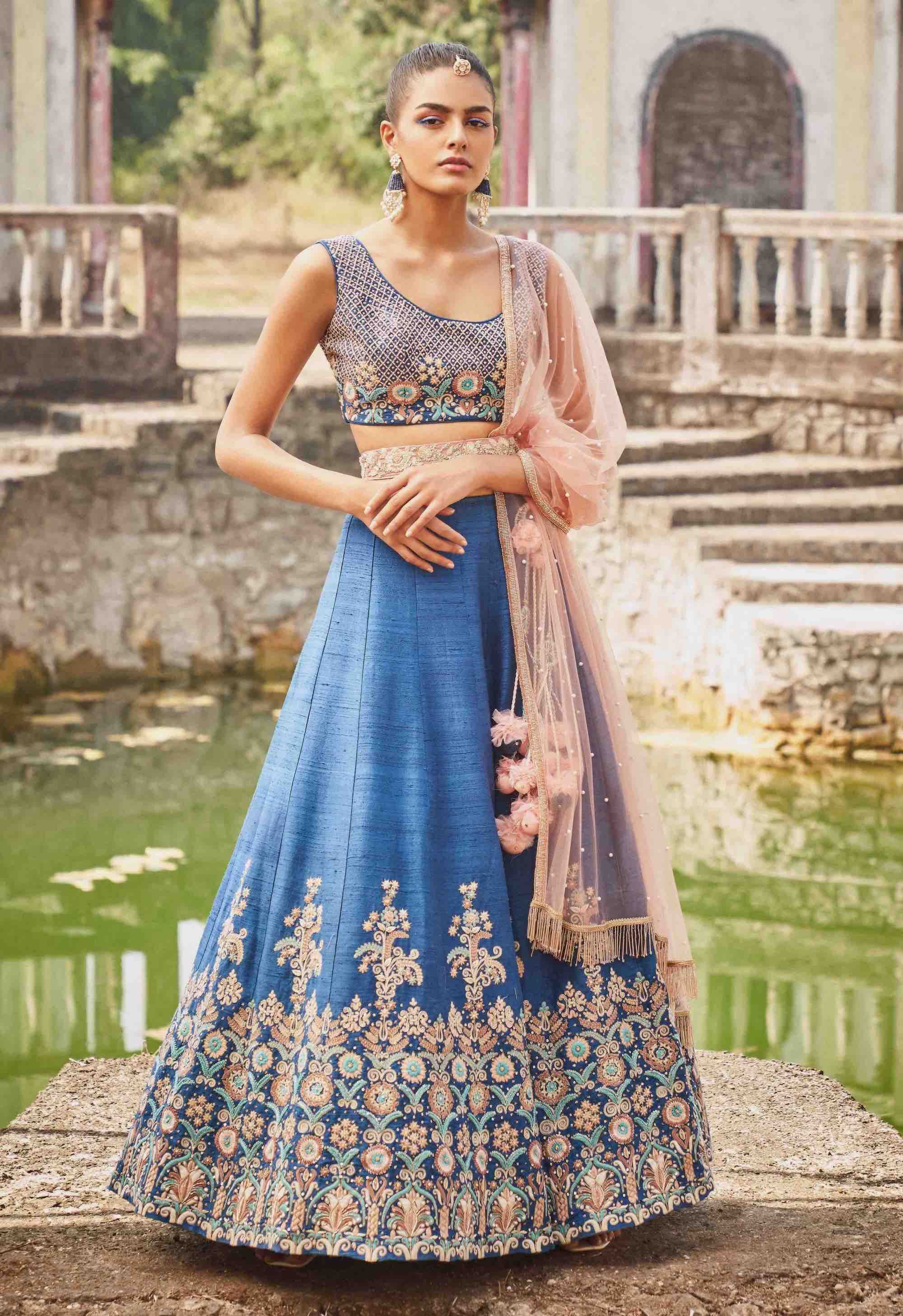 Blue Lehenga, Lehenga Choli, Early Spring Outfits, Spring Outfits Casual, Winter Outfits, Desi Wear, Raw Silk, Blush Pink, Fashion Forward