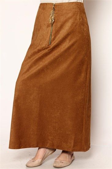 Ay Giyim Fermuarli Suet Etek Hardal 1111 Giyim Moda Stilleri Elbise Modelleri