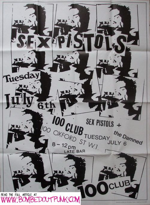 100 club flyer for the sex pistols and the damned 100 club punk the damned flyer