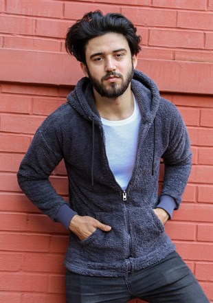Kapsonlu Pelus Sweatshirt Fume 2652 Kapsonlular Kapusonlu Erkek Kapsonlu